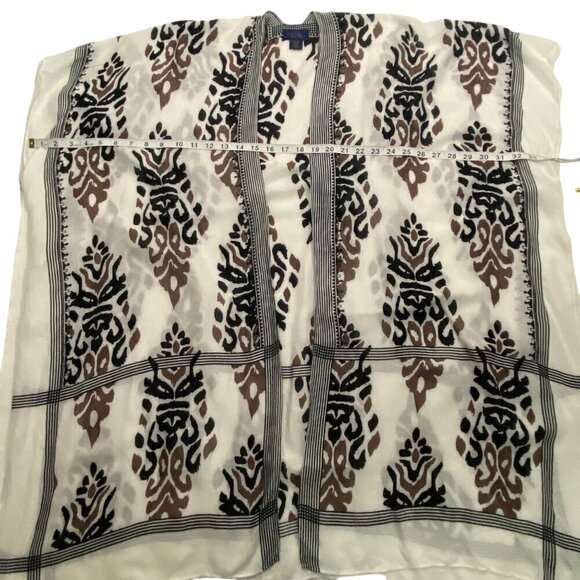 Rachel Rachel Roy long duster kimono kaftan coverup neutral print lightweight OS - Picture 7 of 10